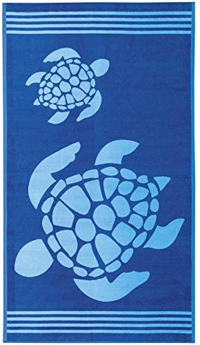 Delindo Lifestyle® Toalla de Playa Tropical Tortuga Azul, 100% algodón, Hecho de algodón Egipcio, 100x180 cm Grandes