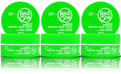RedOne Matte Wax Full Force Lot de 3 pots de cire coiffante de 150 ml Vert Effet mat Tenue forte Avec peigne de poche offert
