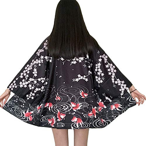 G-like Kimonos japoneses para mujer - Disfraz tradicional de Haori Robe Tokio Harajuku, diseño de dragón, chaqueta, camisa de noche, albornoz, ropa de dormir, Goldfish, Talla única