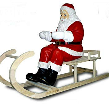 XXL Weihnachtsmann auf Holz-Schlitten 100x75cm Santa Garten Deko Weihnachtsdeko