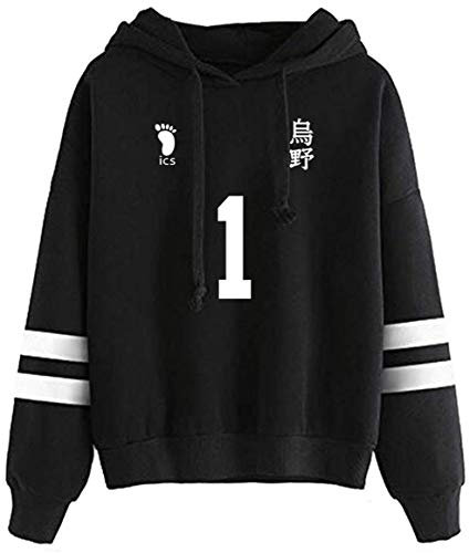 YIMIAO Herren Japanese Anime Volleyball Junior Hoodie Unisex Haikyuu Kapuzenpullover Casual Karasuno High School Sweat Jungen Pullover(L)