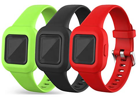 Chofit Armbänder kompatibel mit Garmin Vivofit jr.3 Armband, Verstellbares Ersatzarmband aus Weichem Silikon, Sportarmband für Kinder ab 4 Jahren für Vivofit jr.3 Fitness Tracker (Schwarz+Rot+Grün)