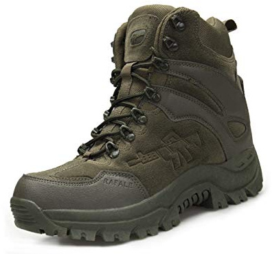 IYVW A09 Bottes de l'armée Bottes d'hiver Homme Chaud Doublé Fourrure Imperméable Neige Bottines Confortable Antidérapant Chaussure vert 44 EU