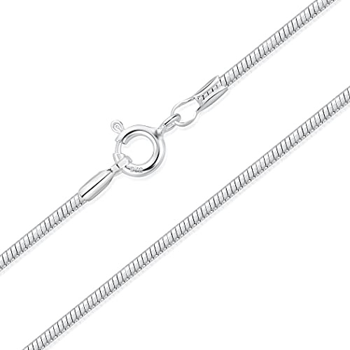 DTPsilver® Cadena Plata Mujer - Cadena Hombre de plata de ley 925 con forma de serpiente, anillo de resorte o cierre de langosta, ancho: 1,5 mm - Longitud 61 cm