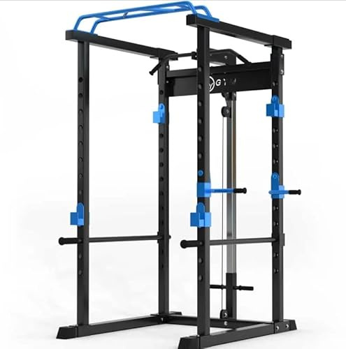 HyGYM multi gym knäböjningsställ kraftig tyngdlyftning kraftbur och pull up-stång (blå)