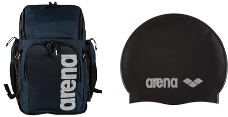 ARENA Team Backpack 45 Großer Sportlicher Rucksack & Classic Unisex Silikon-Badekappe, Schwimmkappe für Frauen und Männer, Badekappe mit Verstärktem Rand, Weiche und Strapazierfähige Schwimmkappe
