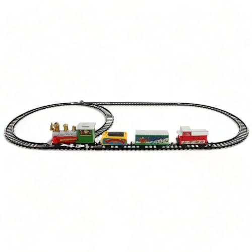 Mini-Weihnachtszug - Kleine Eisenbahn zu Weihnachten mit Lokomotive, Waggons und Schienen Weihnachtseisenbahn (9 Teile) Mehrfarbig