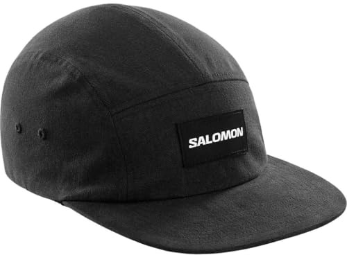 Salomon Five Panel Casquette unisexe, Trail running Randonnée Vélo Style décontracté, Polyvalence, Confort longue durée, Noir, Taille Unique