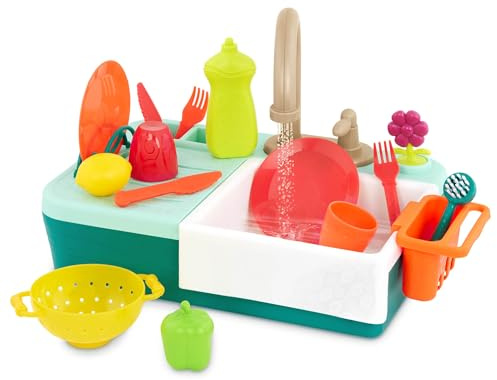 B. toys - Evier Splash-n-Scrub - Évier de Cuisine en Forme de Jouet - Robinet et Eau Courante, Vaisselle, Nourriture pour Le Jeu - Jeu d'éveil pour Enfants - 3 Ans et +