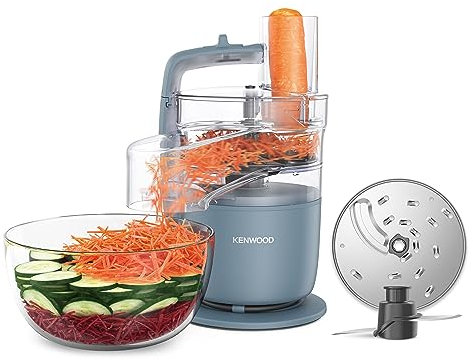 Kenwood, MultiPro Go FDP22.130GY, Food Processor, for Chopping, Slicing, Grating, Pureeing and Kneading Dough, with Express Serve, 1.3L Bowl, Knife blade, 4mm Slicing/Grating Disk, 650 Watts, Grey