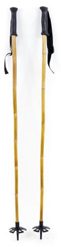 Booyah! Bamboo Downhill Ski Poles 125cm – Alpine Ski Poles for Men & Women – Lightweight Wooden Ski Poles with Black Grip, Strap & Basket – Backcountry Skiing Gear for Winter Performance
