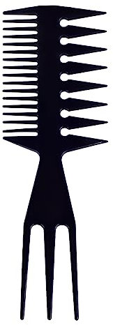 Pettine 3 in 1 Capelli Uomo - Set Denti Larghi, Districante, Antistatico per Parrucchieri (Nero)