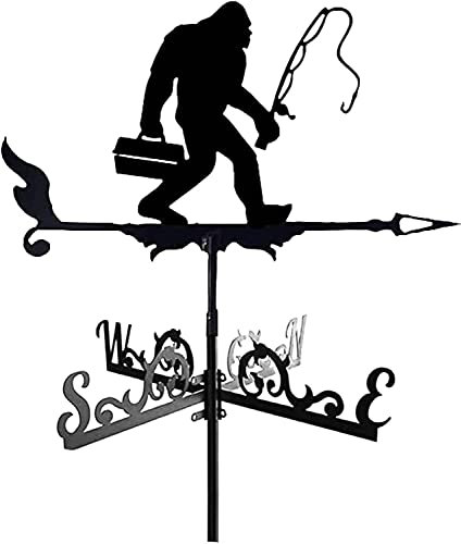 EICOFF Bigfoot Pesca Gallo Bestiame Metallo Giardino Ferro battuto Giardino Banderuola in Ferro battuto per Giardino, Giardino Banderuola in Ferro battuto per Giardino Indicatore di direzione del v