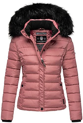 Navahoo Damen Winter Jacke Stepp Parka Mantel Teddyfell warm gefüttert Miamor XS-XXL (DE/NL/SE/PL, Alphanumerisch, S, Regular, Regular, Dark Rose)