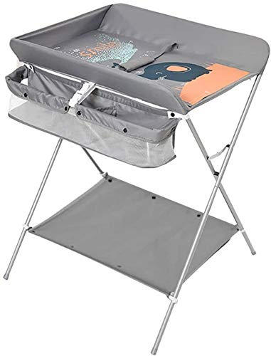 MObyat Baby Wickeltisch,Graue Wickelkommode, zusammenklappbarer Windeltisch, Kinderzimmer-Organizer, multifunktionale Aufbewahrungsbox