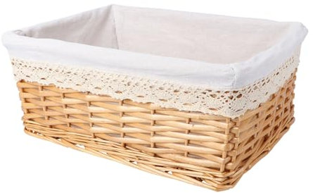 Milisten Rattan Toy Storage Baskets Woven Storage Boxes Lids 40x30x16cm Fabric Liner for Boys and Girls' Room Study