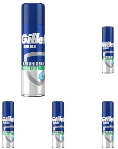 Gillette Series Bartpflege beruhigendes Rasiergel Männer (200 ml), mit Aloe Vera, Geschenk für Männer (Packung mit 5)