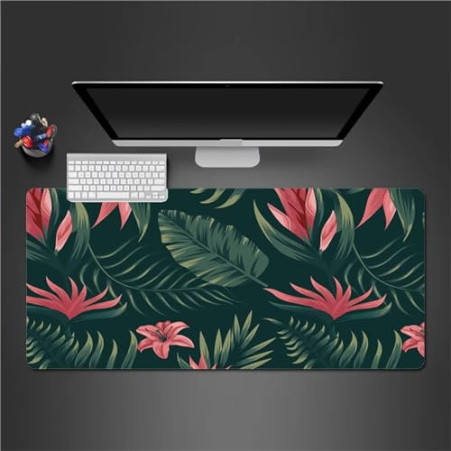 QiHon Mauspad Groß Gaming Blätter Blumen Mousepad XXL 700x300x2mm rutschfeste Schreibtischunterlage Gaming Tastatur Matte Abwaschbar für PC Zuhause Büro
