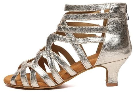 JUODVMP Stivaletti da Ballo Donna Scarpe da Ballo Latino Moda Latina Salsa Stivaletti Tacco 5cm,37 EU