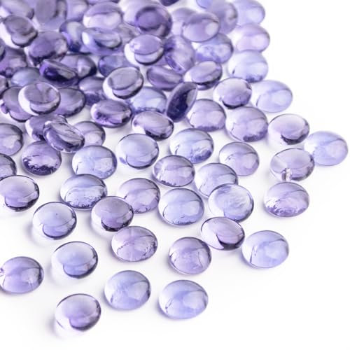 0.44KG Purple Glass Marbles,Mini Flat Glass Beads~150 PCS for Vase Fillers,Floral Bottom Mancala Gems Pebbles Fish Tank Rocks for Table Aquarium,Home Decor Art Craft Supplies(0.5~0.7)