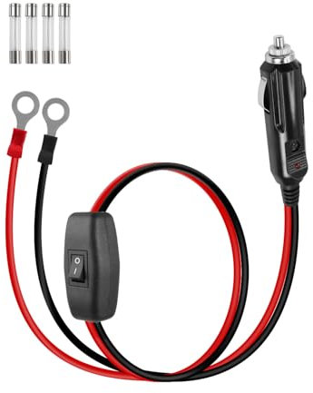RIIEYOCA 12V 24V Encendedor de cigarrillos Enchufe macho a Cable de Junta Tórica, 16 AWG Interruptor de Cable para Encendedor de Cigarrillos de coche 15A Resistente con (0,6 M / 2 pies)
