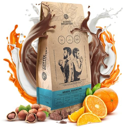 Coffee Broastery Kaffeebohnen Brasilien Guaxupe Frisch Geröstet Arabica 1kg | Spezialitäten Kaffee, Ganze Bohnen, Noten von Haselnuss Kaffee aus Handwerklicher Rösterei, Bohnenkaffee