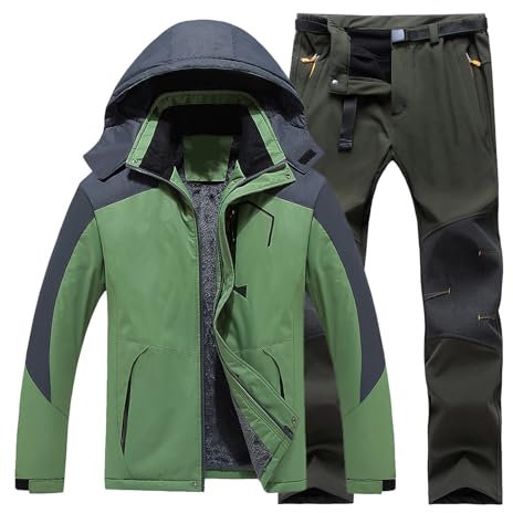 Generisch Herren Schneeanzug 2 Teilig Set - Skijacke Skihose Set Skianzug Atmungsaktiv Winddichte Schneehose Schneejacke Mit Abnehmbare Kapuzen Zum Skifahren Snowboarden Skisuit