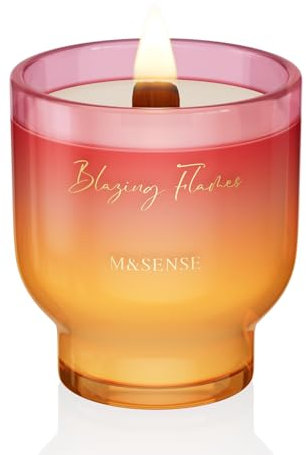 M&SENSE Candela Profumata 270g Fiamme Ardenti con Stoppino Scoppiettante,75H Dura, Cera di Soia Non Tossico Aromaterapia Candele, Vetro Design Room Decor, Regalo di Lusso per Donne/Natale