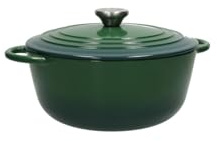 Brandani 52712 Cacerola Cocotte verde de hierro fundido esmaltado, capacidad 5 L