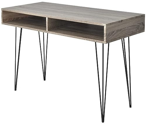 ShGaxin Schreibtisch mit 2 Fächern Grau, Gaming Tisch, Computertisch, Computer Desk, Office Table, Bürotisch, Arbeitstisch, Nähtisch, Pc Tisch