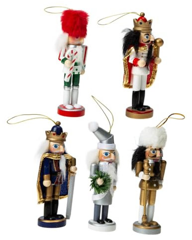 Amosfun Wiederverwendbare Nussknacker-Ornamente 5 Stück Walnuss-Soldaten- Für Weihnachten Hochzeiten Geburtstage