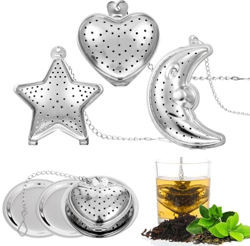 AOZUO 3 Stück Teesieb für losen Tee, Edelstahl Tee Ei für Losen Tee mit 3 Tabletts, Feinmaschiges Teefilter zum Aufbrühen von Tee mit verlängertem Kettenhaken für Teeliebhaber, Alle Teesorten