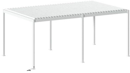 Hespéride - Pérgola bioclimática eléctrica Evora, Modelo Grande 6 x 3,6 m - Estructura y Lamas Dobles de Aluminio Blanco