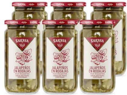 Jalapeños Verdes en Rodajas Sarasa 180 g Escurrido – Encurtido Picante Listo para Consumir – Ideal para Tacos, Pizzas y Hamburguesas – Sabor Intenso y Toque Mexicano Gourmet (Pack 6).