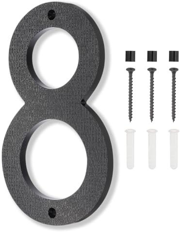 PATIKIL Numeri Civici Da 8 Pollici Segnale Indirizzo Casa Numeri Civici Grandi Galleggianti Moderni Con Viti Per Esterni Porta Muro Strada, Nero, 8