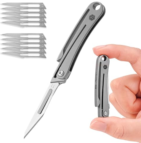 KeyUnity Mini-Titan-Skalpellmesser mit #11 Wechselklingen – EDC-Allzweck-Klappmesser mit Taschenclip, ideal für Outdoor, Jagd, Camping, Angeln und Wandern (MK-KK07)