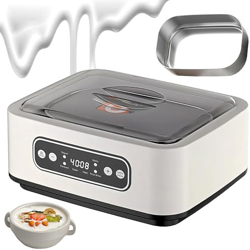 Yogurtiera Ultimate con 9 vasetti, 1600 ml, Grande capacità, Macchina per Yogurt con Controllo della Temperatura, yogurtiera elettrica Automatica per Yogurt Biologico, Formaggio e Vino Without Cup