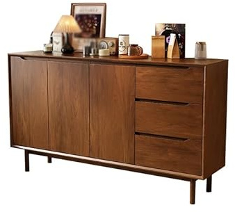 Aparador Armario De Cocina Mesa de Almacenamiento de Entrada Vintage para Hogar 160 cm, Mueble de Almacenamiento para Salón Acabado Nogal, apto para Cocina, Dormitorio, Vestíbulo etc Mueble Bar
