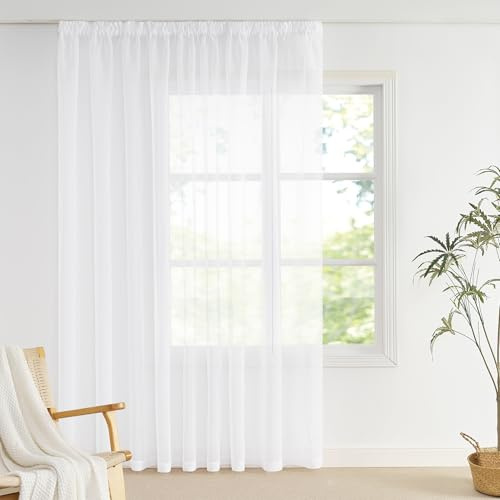 NICETOWN Extra Breite Gardinen 300 cm für Schienensystem Vorhang 1er Set | 1er Set, H245 x B300 cm, Stores Gardinen mit Kräuselband, Geeignet für Schlafzimmer und Wohnzimmer, Lichtdurchlässig Vorhang