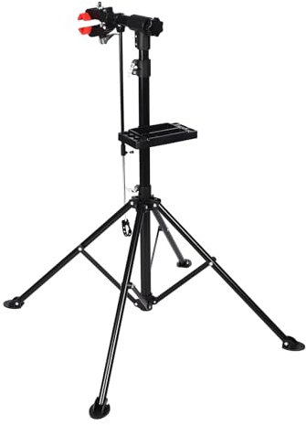 Fahrrad-Reparaturständer aus Kohlenstoffstahl mit Teleskopstange (107.9-189.8cm), Fahrrad Reparatur Rack lötstation mit Verstellbarer Klemme, Fahrrad Montageständer mit magnetische Werkzeugablage