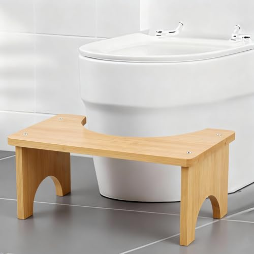 Behogan Tabouret de Toilette en Bois de Bambou, Tabouret de Toilette pour Adultes et Enfants, Pot accroupi avec Une capacité de Charge de 300 kg, marchepied pour améliorer Les selles pour la Famille