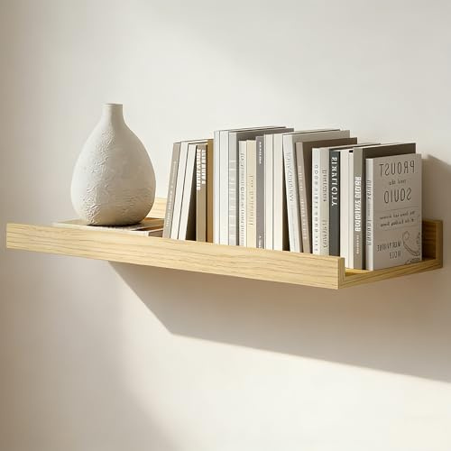LNSYSNS Tablette Murale Bois 30 x 15cm, Horizontal Design Etagere Murale Chambre en Pin, Etagere Flottante pour Cuisine, Salon et Bureau, Couleur du Bois Tablette Salle de Bain pour Montage Mural