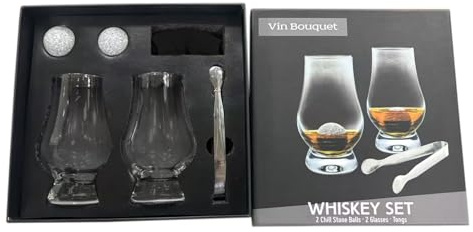 VB VIN BOUQUET FI 1553 SET Set Whisky Classique avec 2 Verres 300 ml, Pierres de Granit Refroidissantes et Pinces en Acier Inoxydable, Coffret Cadeau