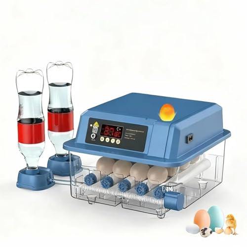 Automatische Brutmaschine für Eier, automatischer Inkubator für 15 Eier, intelligente Temperatur-/Feuchtigkeitskontrolle, automatische Brutmaschine für Hühnereier, Ente, Wachtel (15 Eier)