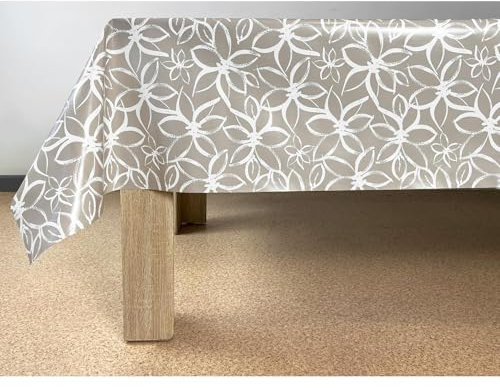 DecoMeister Wachstuchtischdecke 140x100 cm - Wachstischdecke abwaschbar und wetterfest - Meterware Wachstuch mit Vliesrücken - Outdoor Tischdecke für Küche und Garten - Gezeichnete Blumen