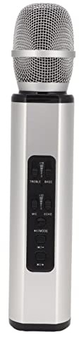 RASTKY Altoparlante Microfono per Canto K6, Modulo Integrato di Alta qualità, Microfono Wireless per Karaoke Facile da Usare per App di Canto, per Feste Ed Eventi (SILVER)