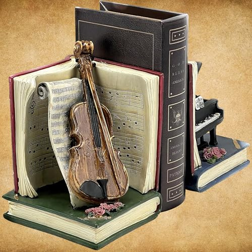 Schwarz Big 18,8 cm Paar Gitarre Violine Musik Hohe Note rutschfeste Bibliothek Schule Office Home Studie Metall Buchstützen Buchstütze Book Art Küche Regal Buchstützen Geschenk ideal