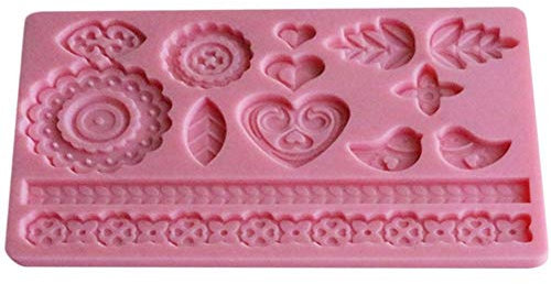 Encaje Flor Chocolate Fondant Decoración de Tartas Molde Silicona Fuente de Horno Bandeja Pastelería Horneado Tapete Molde Pastel Estaño Herramienta Accesorios para Cocina - Variados Botón Forma