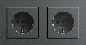GIRA E2 anthrazit (2x Steckdose, 1x Rahmen 2fach)