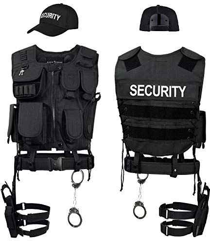 Black Snake® Polizeikostüm, Security, SWAT, FBI für Damen und Herren, Halloween- oder Karnevalskostüm mit Weste, Pistolenetui, Handschellen und mehr